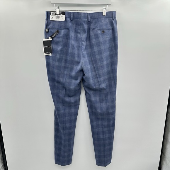 Lauren Ralph Lauren Classic-Fit Ultraflex Wool Suit Pants Blue‎ Plaid 34x32 NWT - Picture 6 of 13